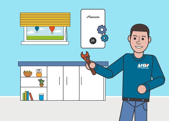 Heating engineer does a boiler maintenance in Bristol